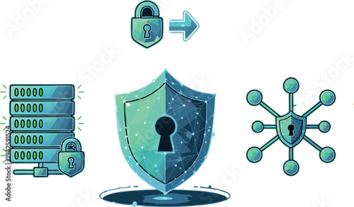 Cyber Security and Data Protection Vector Icon 