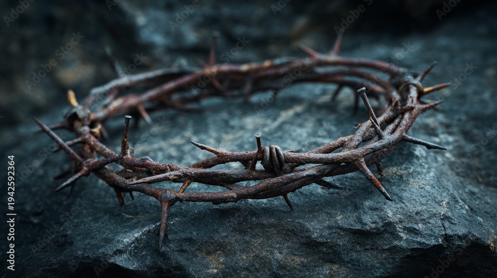 Fototapeta premium Crown of Thorns with Rusty Nails