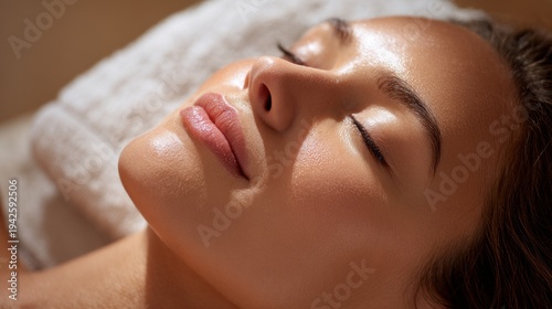 Soft light glows on smooth, radiant skin