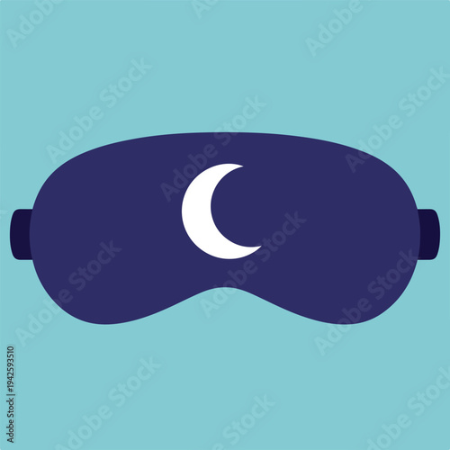 Dark blue sleep mask with white crescent moon for restful night's sleep