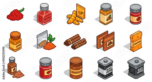 Assorted Spices and Ingredients Jars.