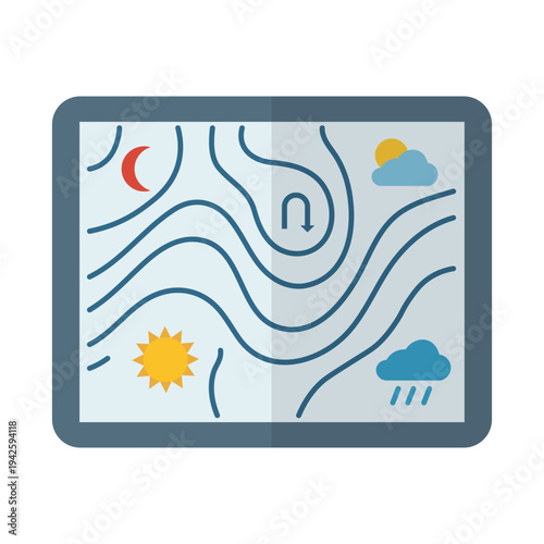Flat design weather map icon