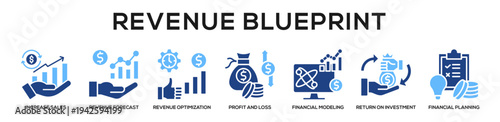 Glyphcolor - Revenue Blueprint web banner icon vector illustration concept