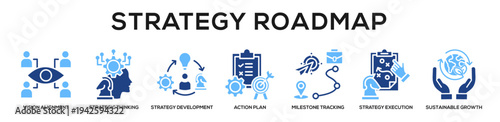 Glyphcolor - Strategy Roadmap web banner icon vector illustration concept