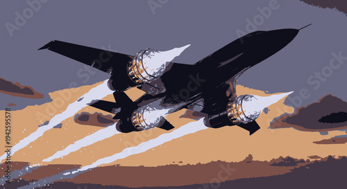 Powerful Jet Aircraft Taking Off Against Dramatic Sky