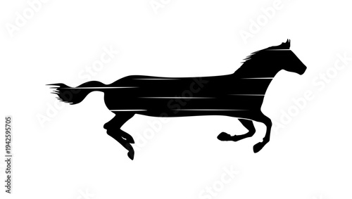 horse limousine, black isolated silhouette