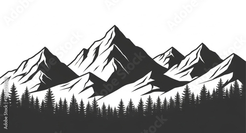 Black and White Mountain Landscape.