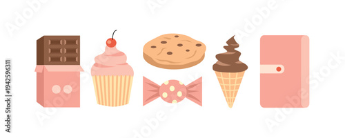Sweet Treats and Dessert Elements Collection. Food sticker. Dessert food. Food illustration. Sweet food clip art.