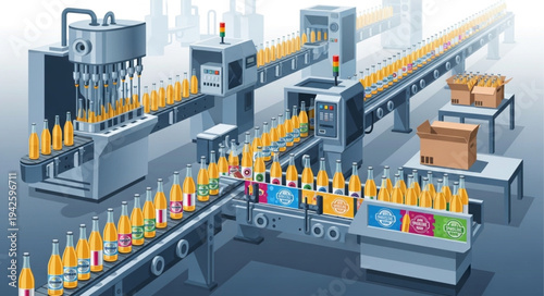 Beverage Bottling Factory Production Line.