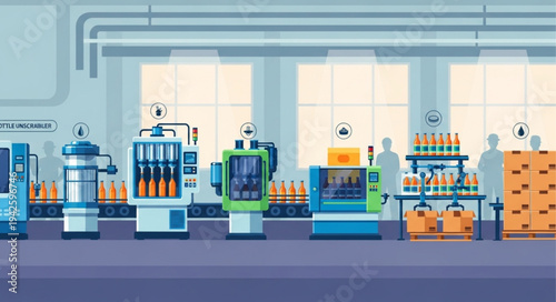 Beverage Bottling Factory Production Line.