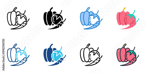 Indigenous root vegetables icons set multiple style collection. Editable stroke 

