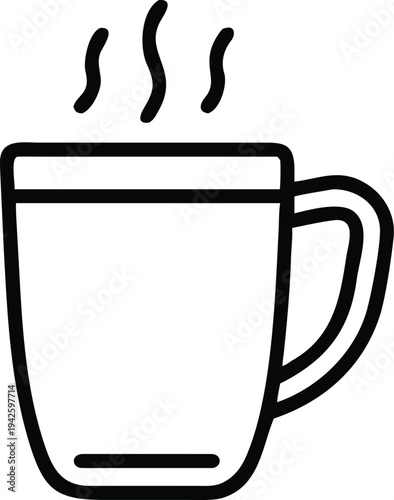 Black outline of a steaming coffee mug on a background