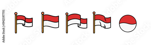 Indonesia flag waving icons set on white background
