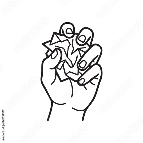 Hand Crushing Paper Ball Idea Concept Frustration Stress Creative Block Artist Writer Discarding Throwing Away Failure Rejection Abstract Art Symbol