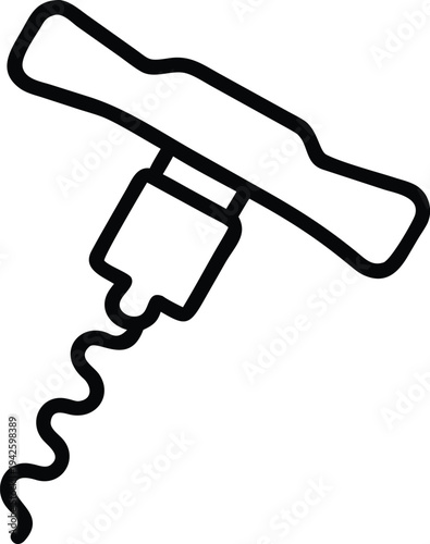 Black outline of a wine corkscrew on a background bottle