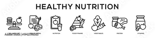 Healthy Nutrition web banner icon illustration concept