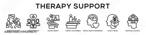 Therapy Support web banner icon illustration concept