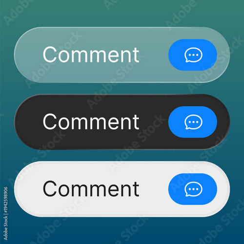 Comment button set for element call to action design