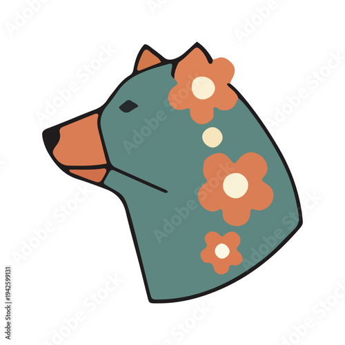 Boho Bear Head Illustration
