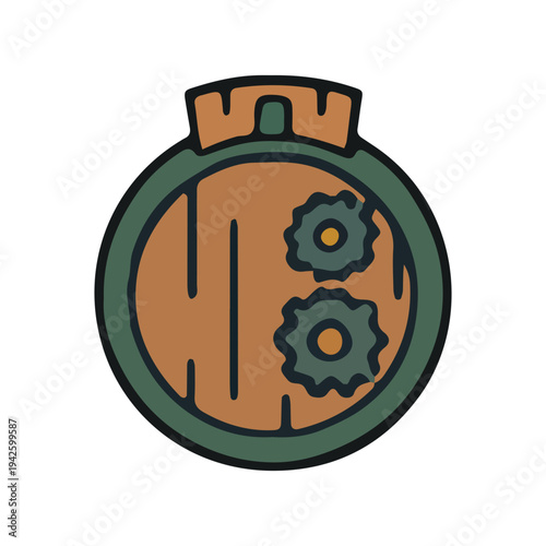 Wooden Barrel Gear Icon