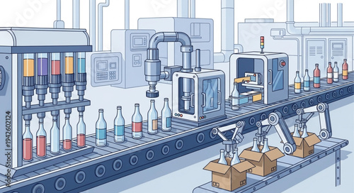 Bottling Factory Production Line Machinery.
