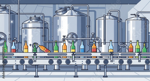 Bottling Factory Production Line Machinery.