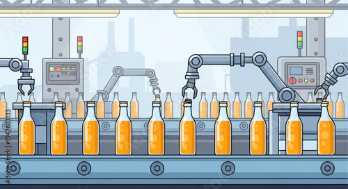 Bottling Line Production Factory Machinery.