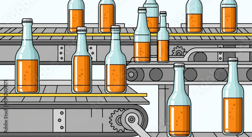 Bottles on Conveyor Belt Production.