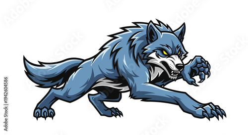 Gray Wolf Cartoon Character.