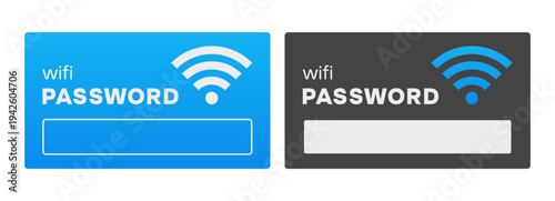 Wifi password sticker set on black and blue