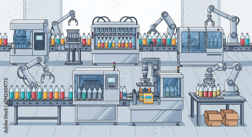 Bottling Factory Production Line Machinery.