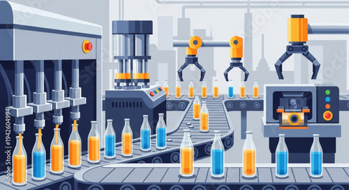 Bottling Factory Production Line Machinery.