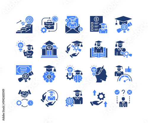 Career Development Icon Collection,  featuring Career, Work Experience, Sponsorship, Performance, Dedication, Loyalty, Development.