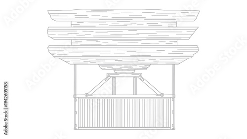 Abstract Architectural Structure: An abstract, minimalist architectural design of a unique structure, showcasing clean lines and geometric shapes. It is an exploration of form and space.