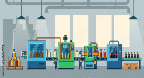 Bottling Factory Production Line Machinery.