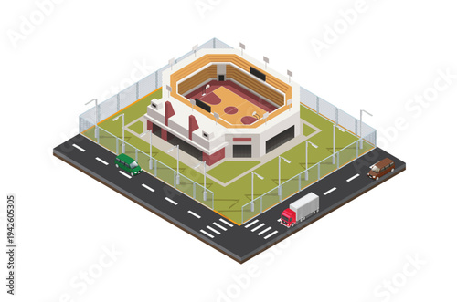 Modern Isometric  Stadiums, arenas and rink set in side of the road , Web Banners, Suitable for Diagrams, Infographics, Book Illustration, Game Asset, And Other Graphic Related Assets