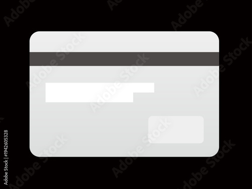 Modern credit card back side icon on black background, luxury banking vector illustration