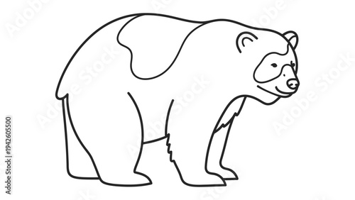 Bear line drawing: A minimalist line drawing captures the essence of a bear, showcasing its sturdy form and the distinct markings.