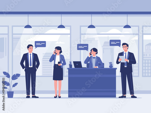 Receptionists manage client calls at.