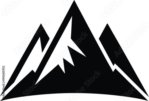 Minimalist mountain silhouette vector graphic solid black