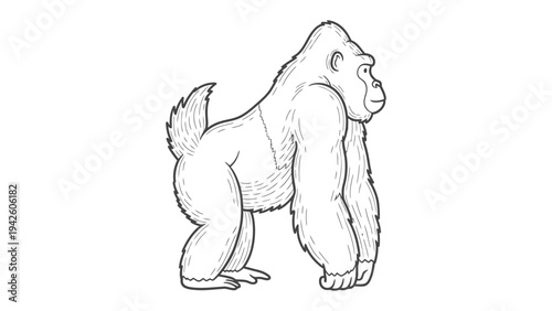 Mighty Primate: A sketch of a powerful gorilla, its form detailed with strong lines and textures, embodying the raw power and intelligence of nature's giants.