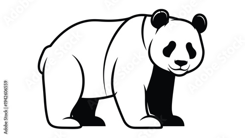 Stylized Panda Illustration: A simple yet striking black and white illustration of a giant panda, showcasing its iconic markings and gentle demeanor.