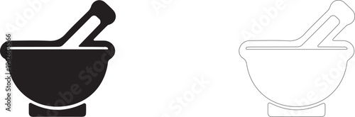 Mortar and pestle. Vector icon.