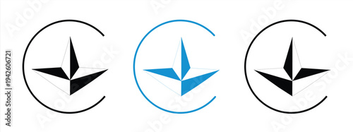 triangle star icon set, standard Ukrainian product vector, illustration with thin line style, editable, EPS 10