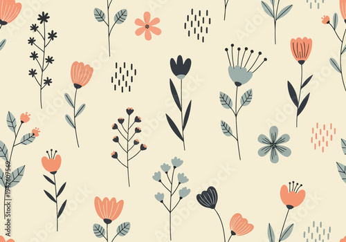 Charming hand painted blossoms with elegant minimal stems