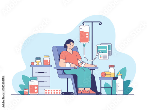 Patient receives intravenous medical.