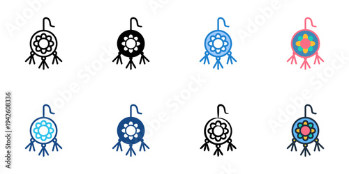 Cultural jewelry icons set multiple style collection. Editable stroke 
