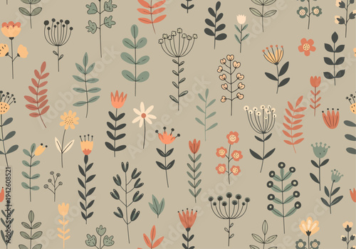 Romantic pastel floral design with scattered watercolor flowers