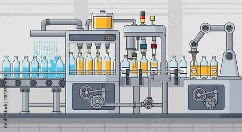 Bottling Machine Filling Bottles Factory.