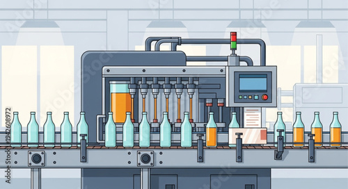 Bottling Machine Filling Bottles Factory.